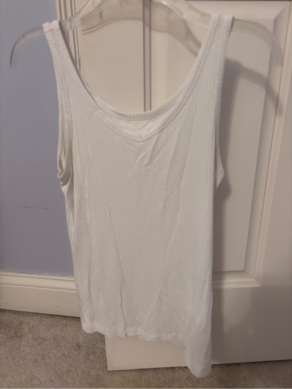White Ribbed Scoop Neck Tank Top